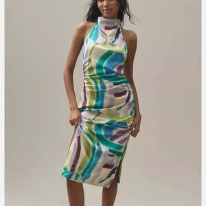 Anthropologie halter neck Colorful Abstract Dress